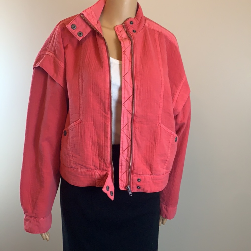 Free People Coral Front Zip Jacket